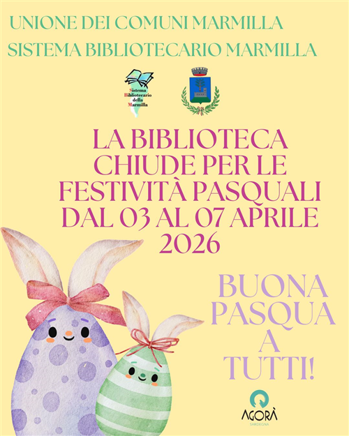 Chiusura biblioteca comunale per le festività Pasquali