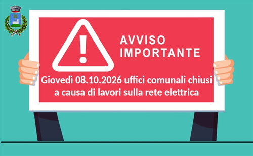Chiusura uffici comunali Giovedì 8 ottobre 2026